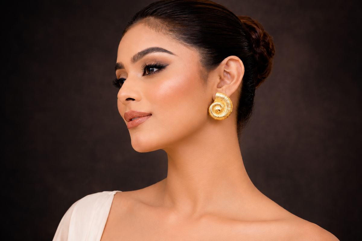 Golden Spiral Statement Earrings