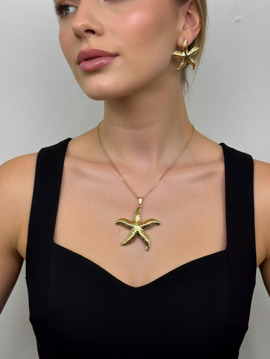 Golden Starfish Jewelry Set – Coastal Luxe Elegance