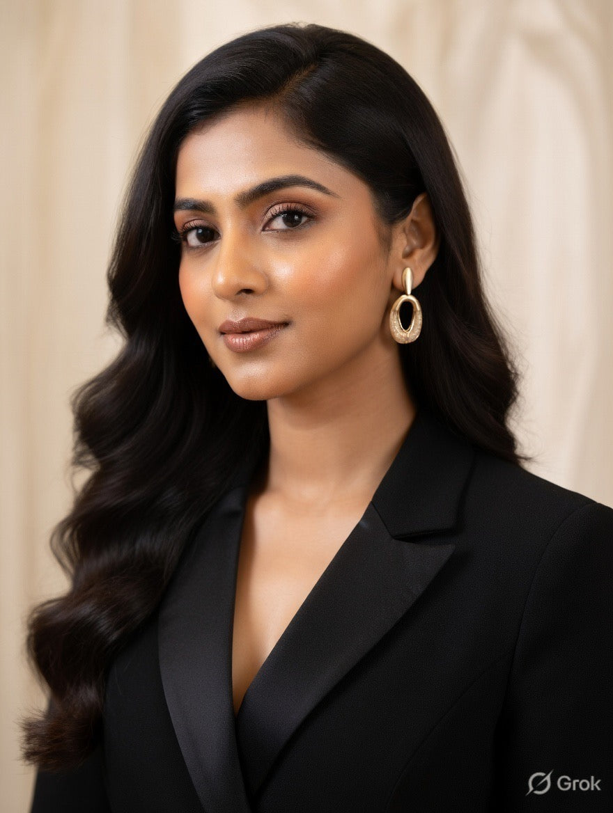 Midnight Elegance Gold Drop Earrings