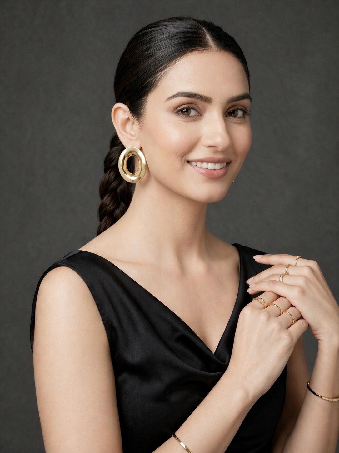 Classic Glossy Round Gold Hoop Earrings