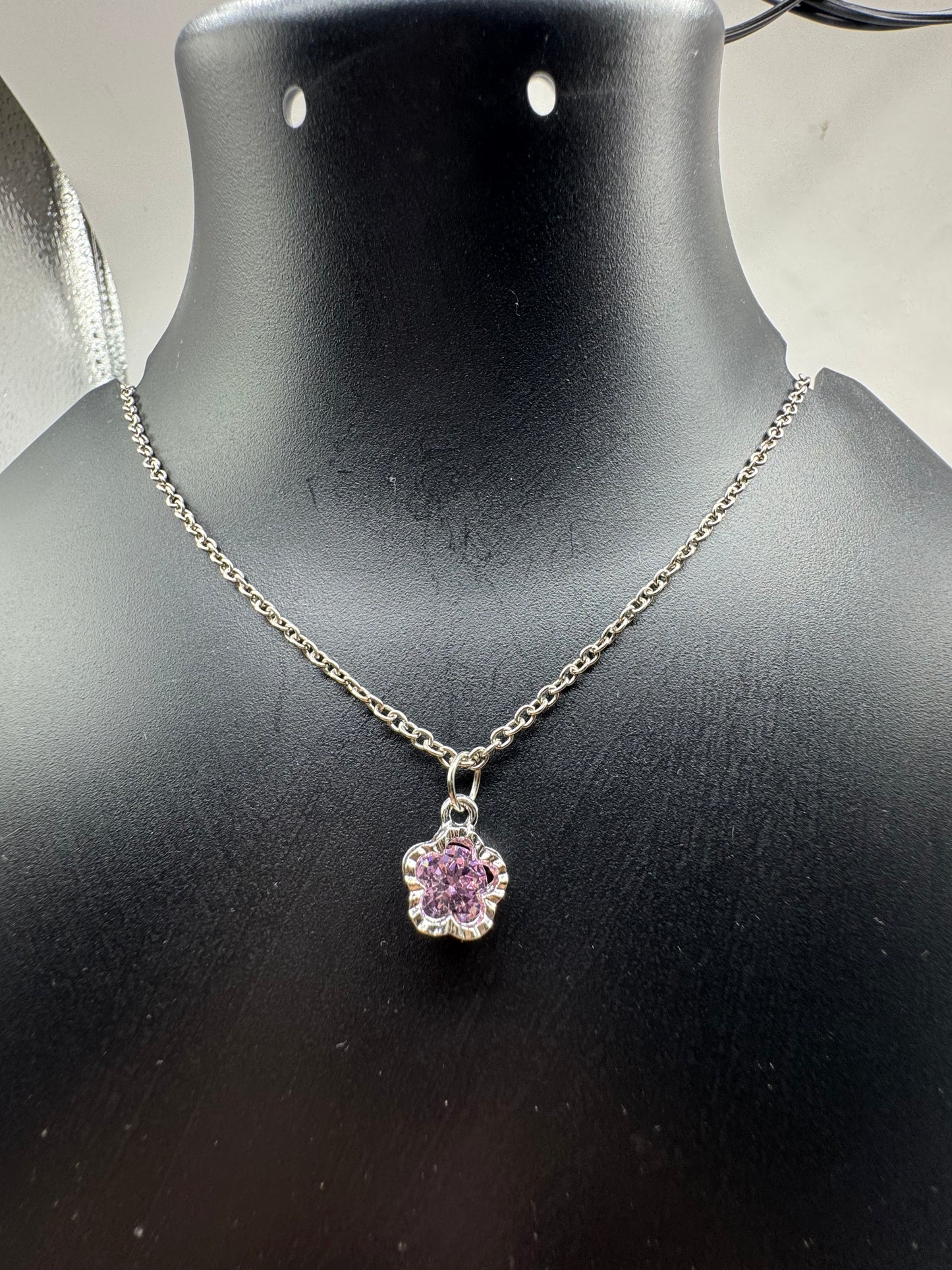Blossom Pink Crystal Flower Necklace
