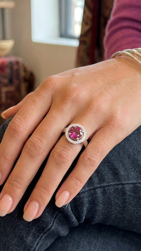 Blush Pink Halo Statement Ring