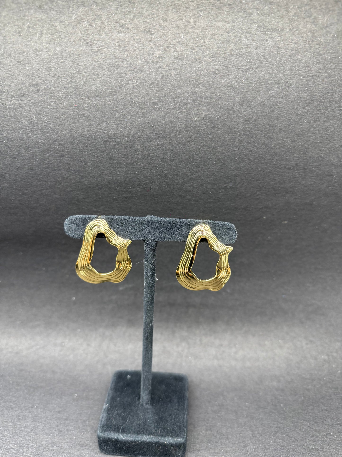 Modern Abstract Hollow Gold Hoop Earrings