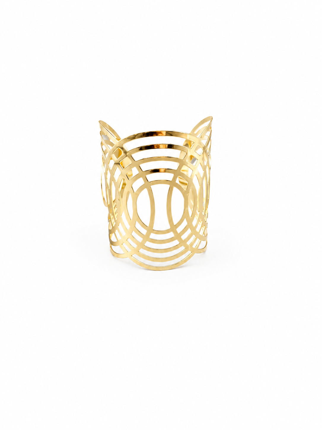 Gold Geometric Open Cuff Bracelet – Contemporary Statement Elegance