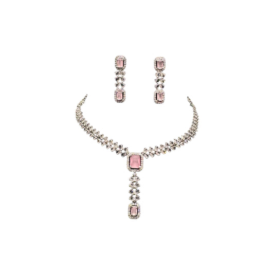 Beautiful American Pink Necklace And Earring Set