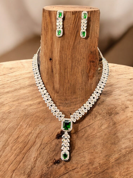 Green Glow Necklace And Earring Set