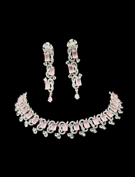 Pink Pearls Necklace And Earring Set