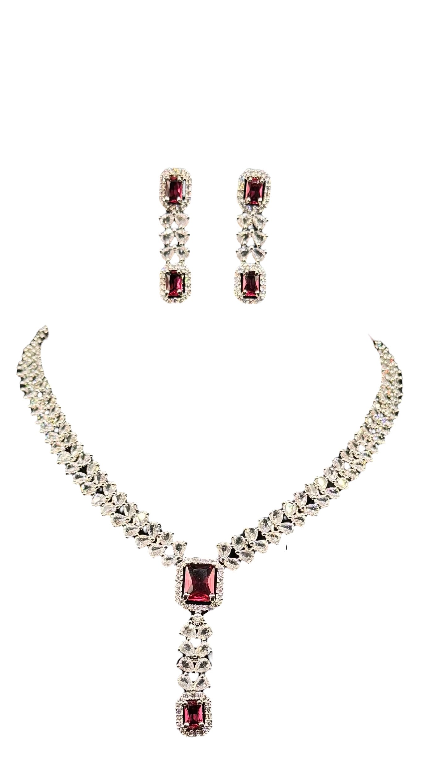 Red Glow Necklace And Earrings