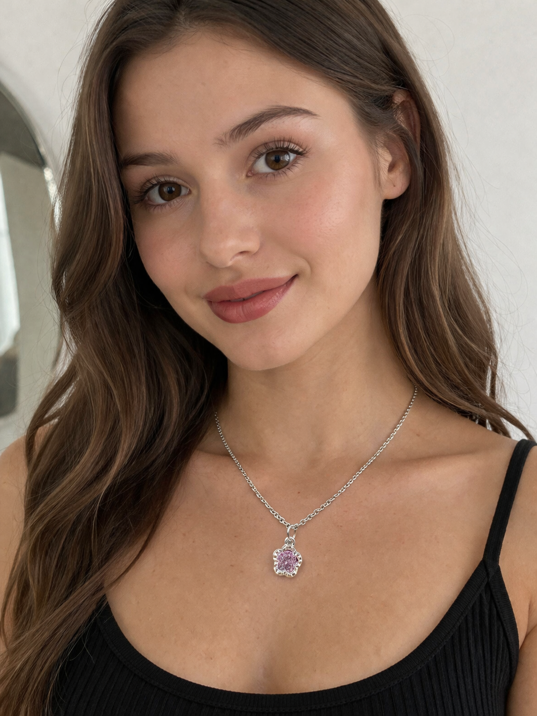 Blossom Pink Crystal Flower Necklace