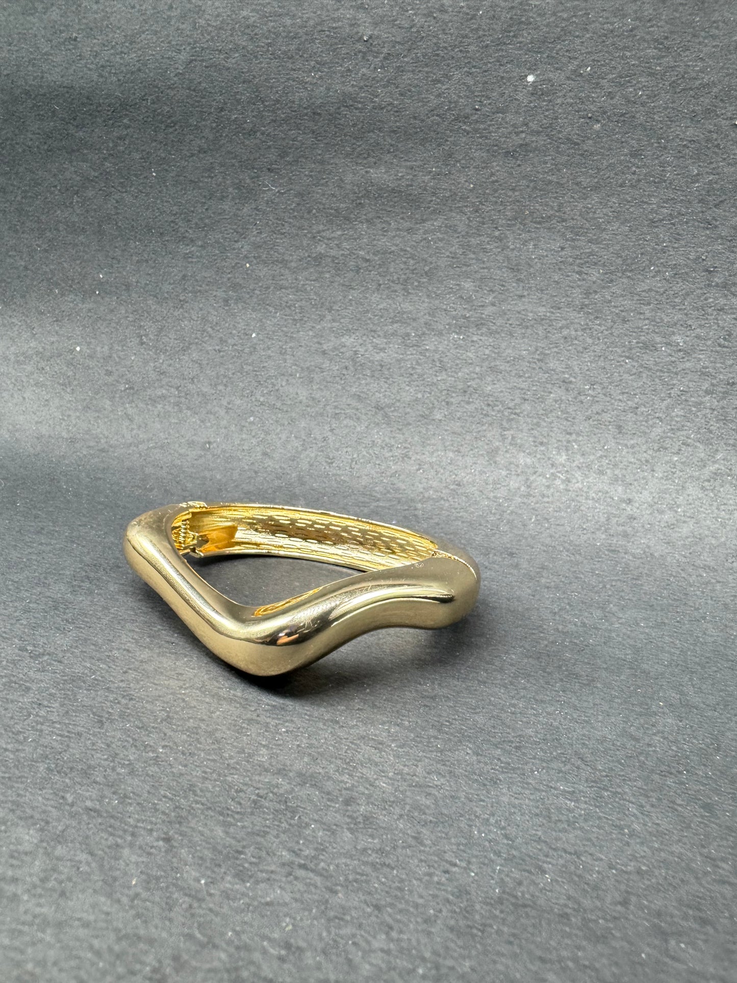 Elegant Sculpted Wave Full Gold Statement Bracelet
