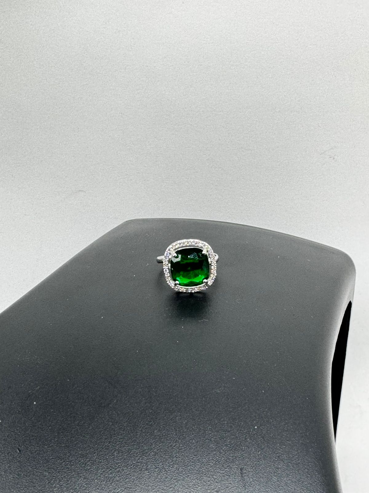 Emerald Green Halo Statement Ring
