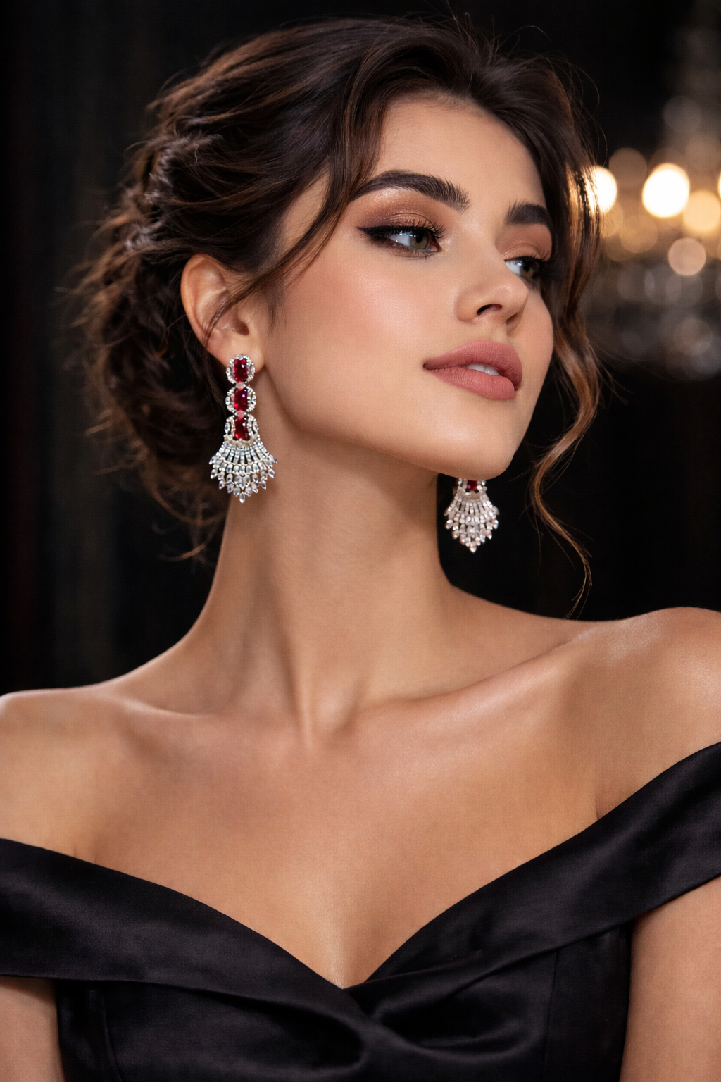 Ruby Radiance Chandelier Drop Earrings