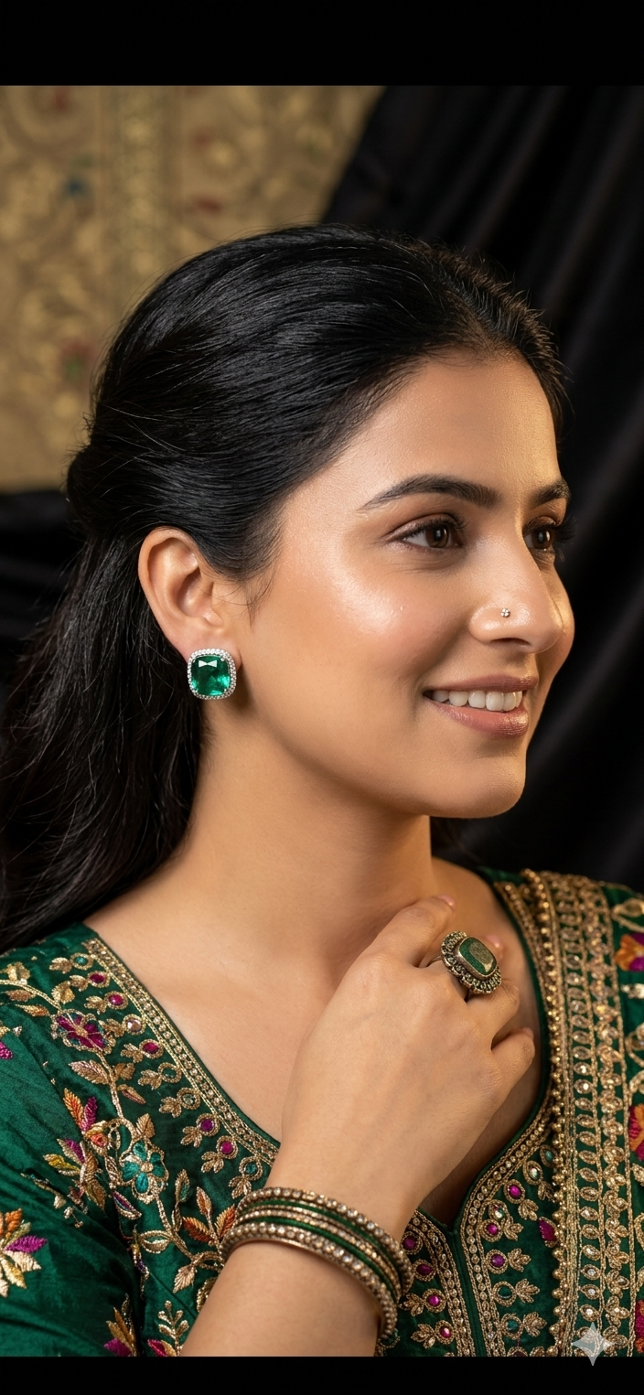 Emerald Elegance Cushion-Cut Studs 💚✨