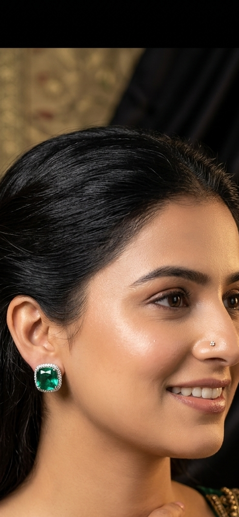 Emerald Elegance Cushion-Cut Studs 💚✨