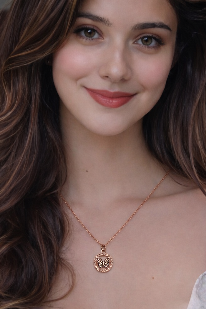 Golden Butterfly Medallion Pendant Necklace