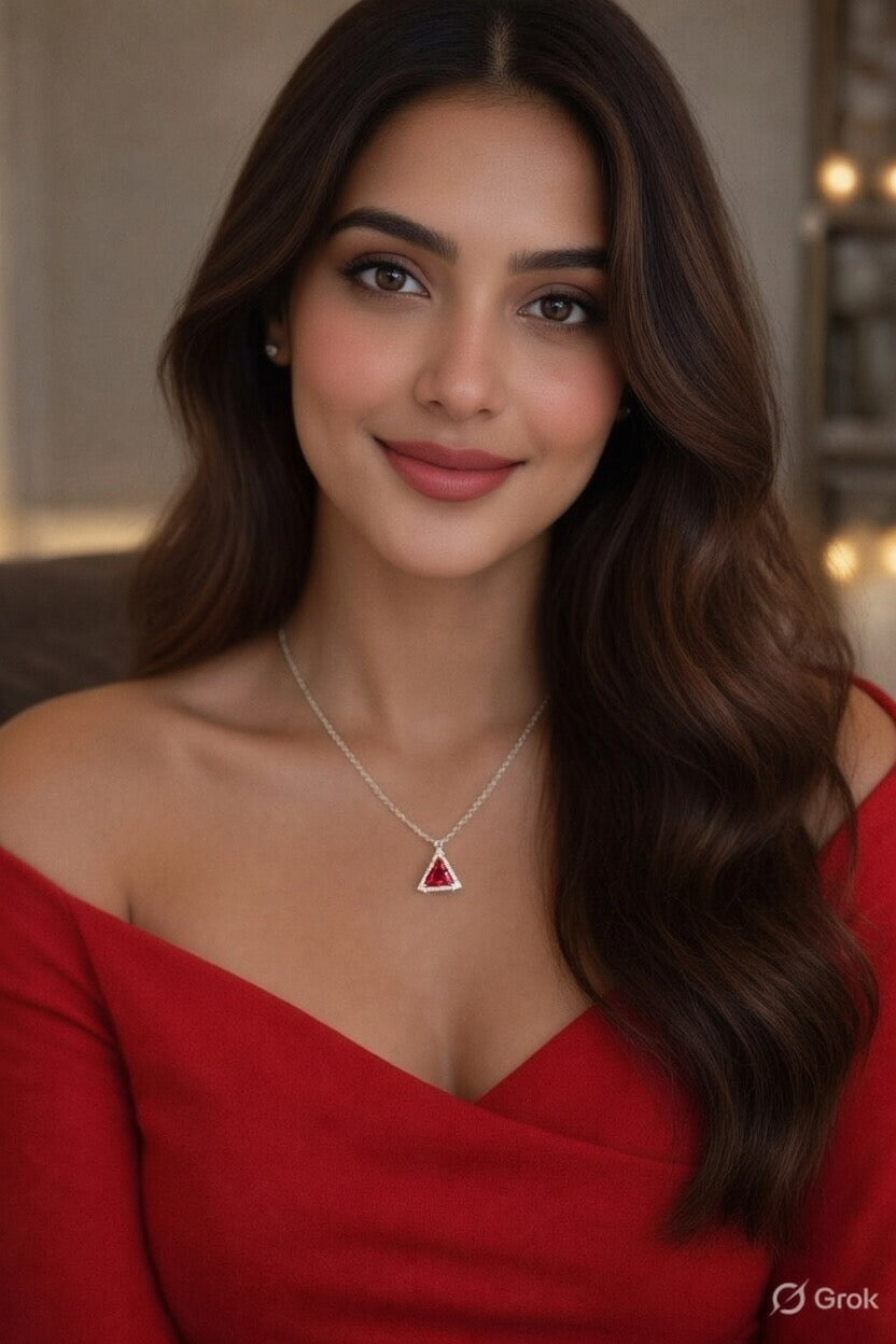 Ruby Triangle Pendant Necklace