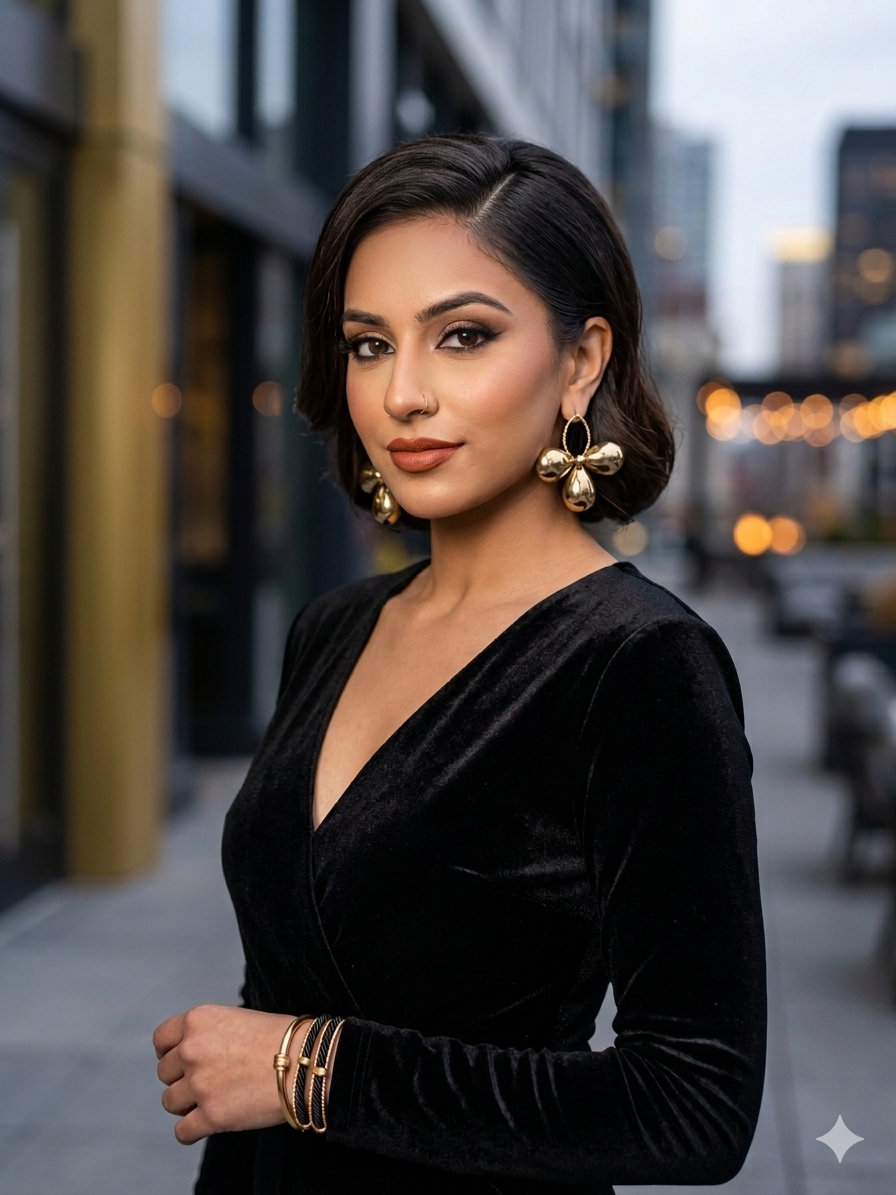 Gold Floral Drop Hoop Earrings – Bold Statement Elegance