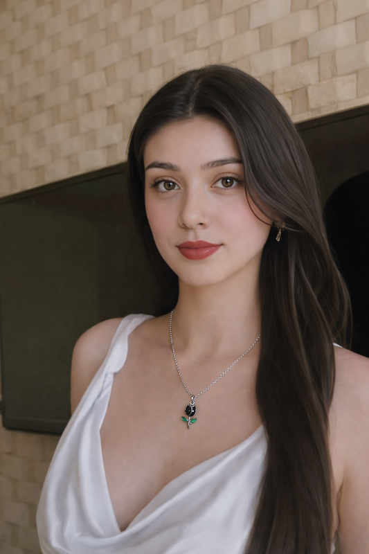 Midnight Bloom Tulip Pendant Necklace