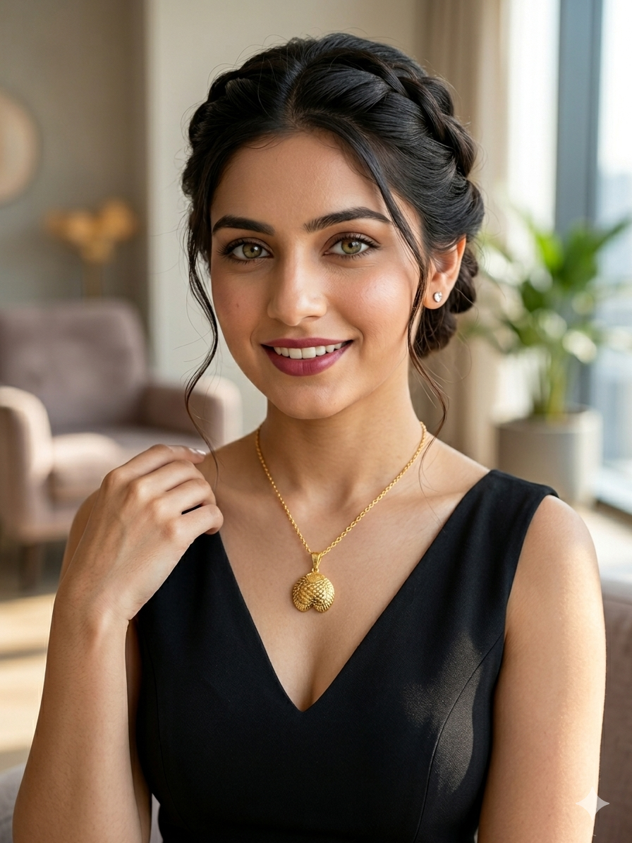 Golden Textured fish head Pendant Necklace – Elegant Everyday Charm