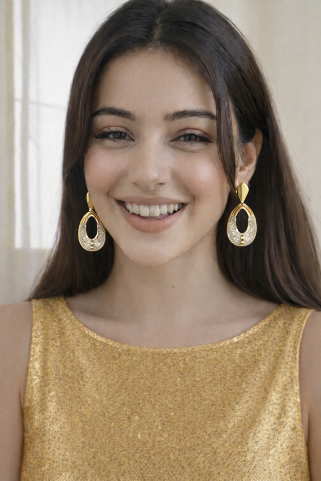 Midnight Elegance Gold Drop Earrings