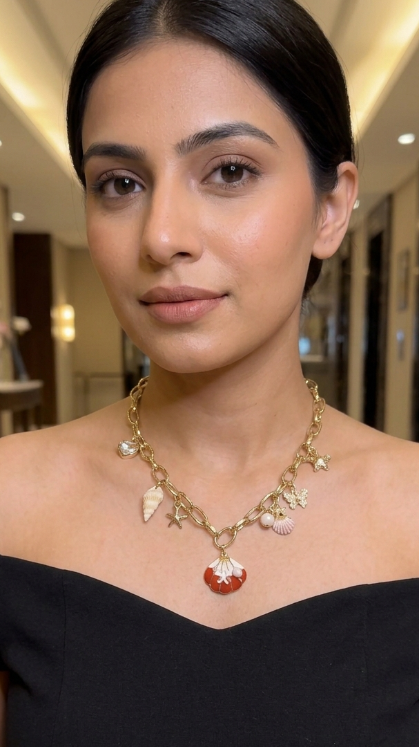 Elegant Gold Ocean Charm Necklace for Women