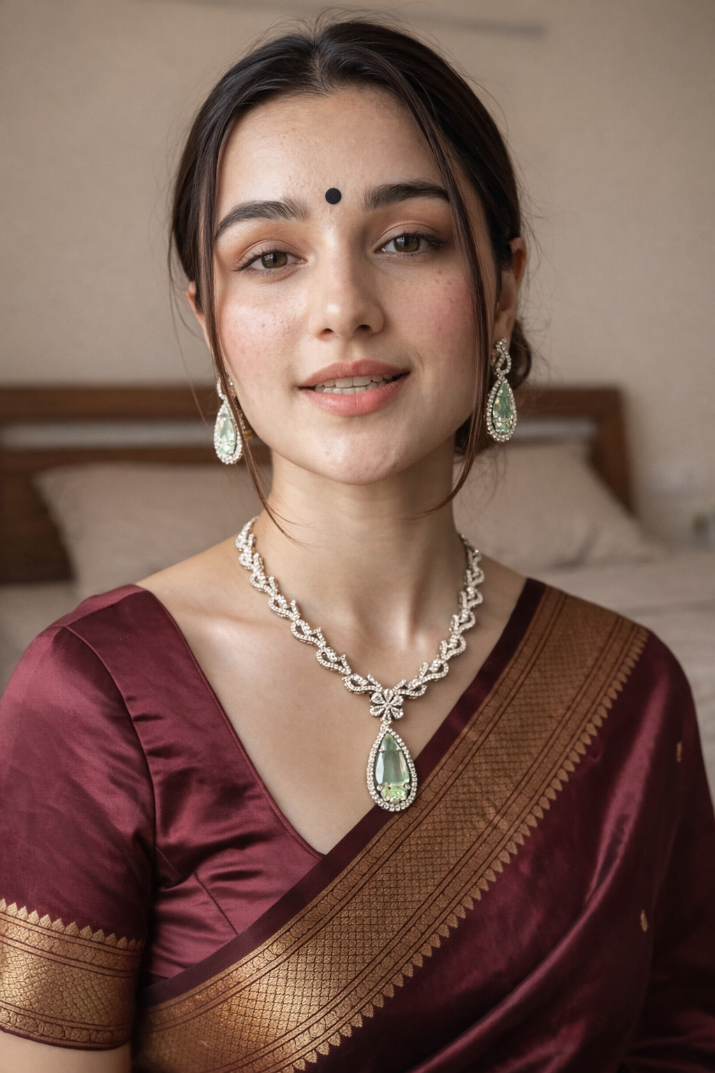 Emerald Grace Teardrop Pendant Necklace & Earrings Set