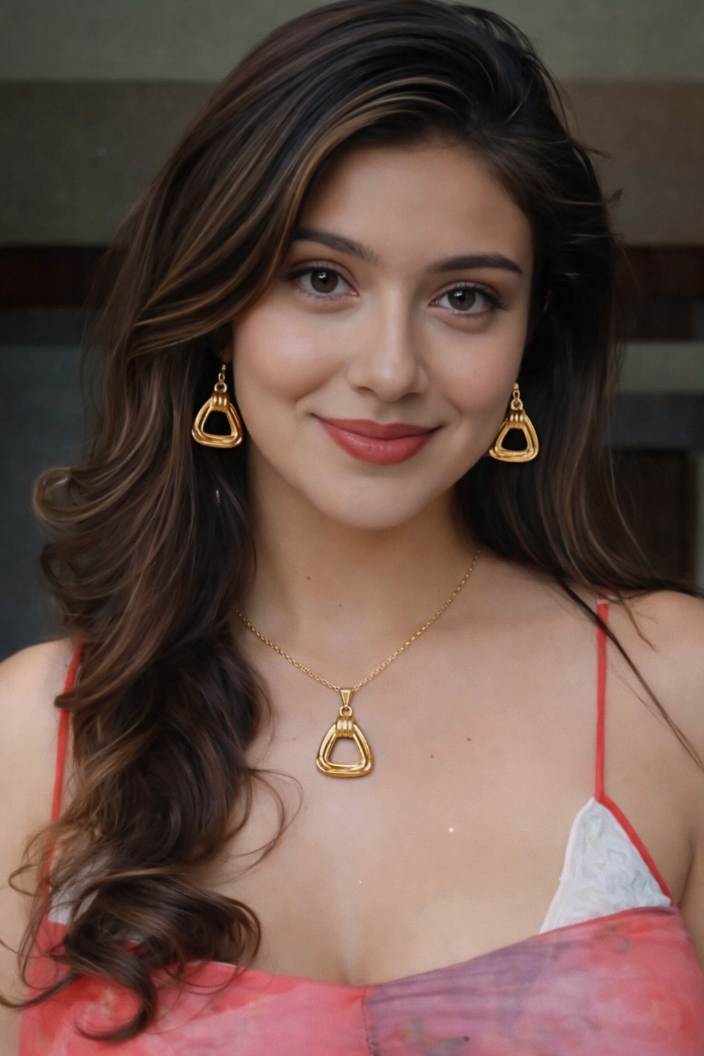 Elegant Sculpted Gold Pendant & Earrings Set – Minimalist Statement Jewelry