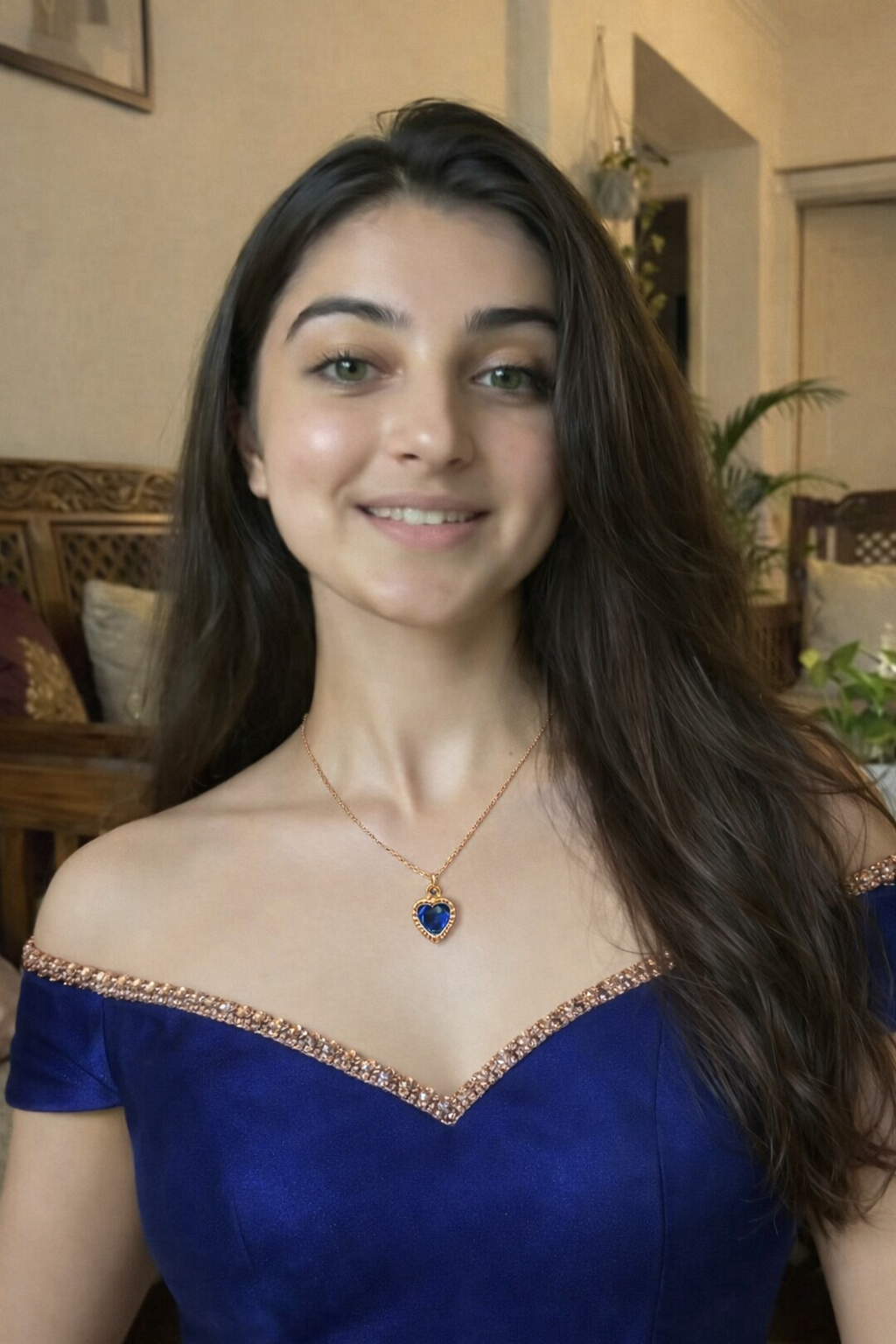 Royal Blue Heart Pendant Necklace