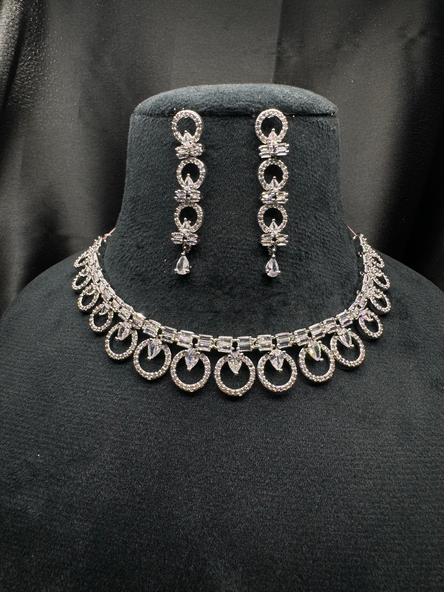 Eternal Halo Diamond Loop Necklace & Drop Earrings Set