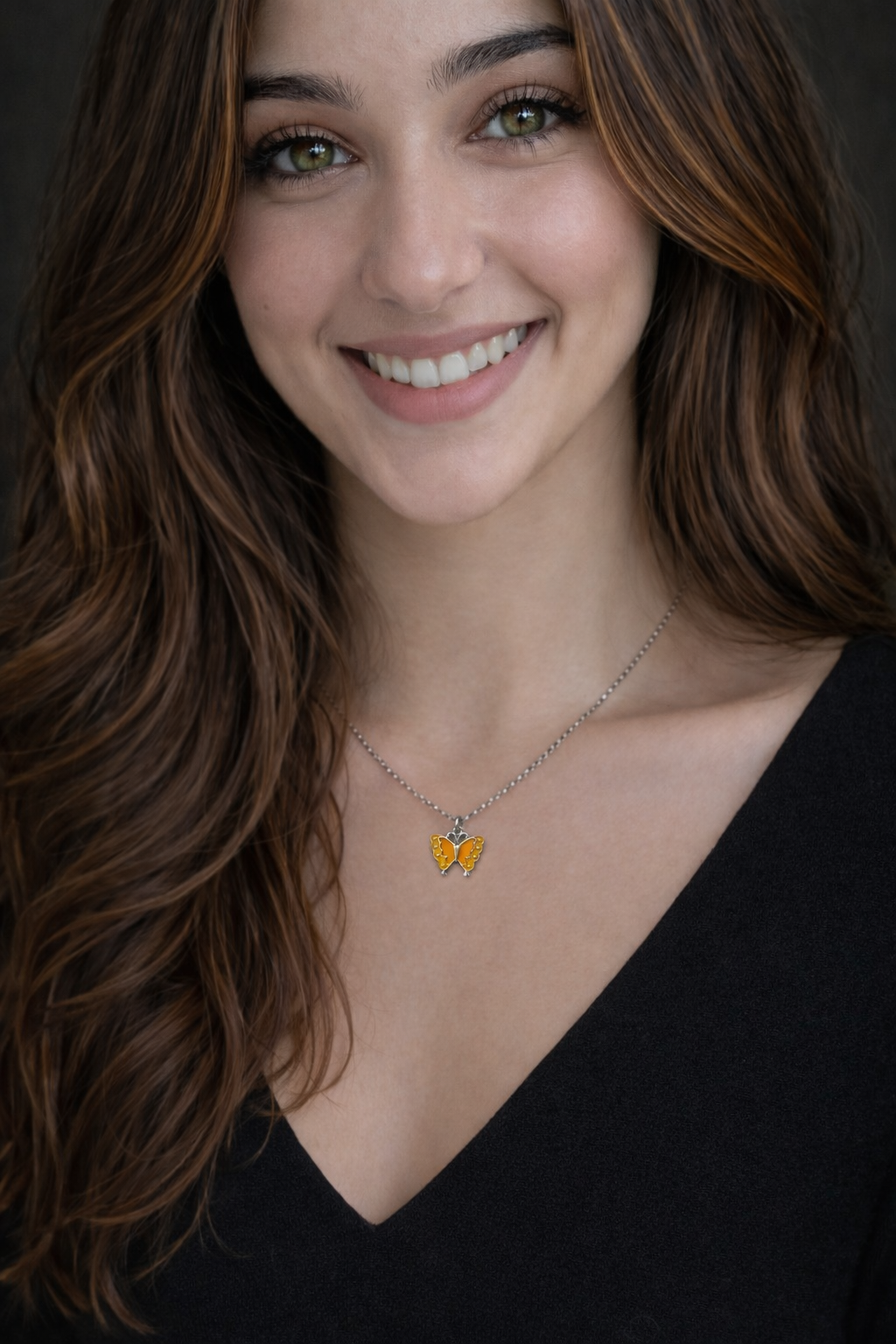 Sunset Glow Butterfly Pendant Necklace