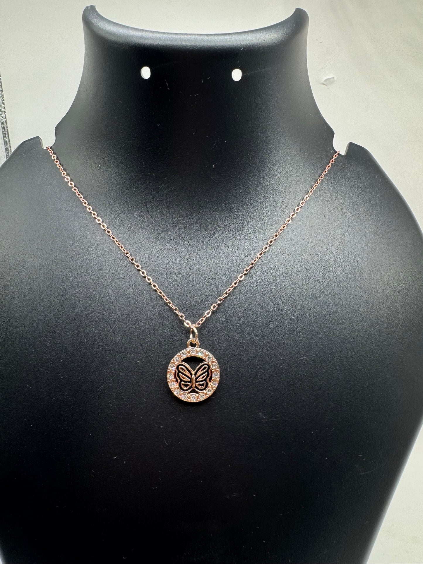 Golden Butterfly Medallion Pendant Necklace