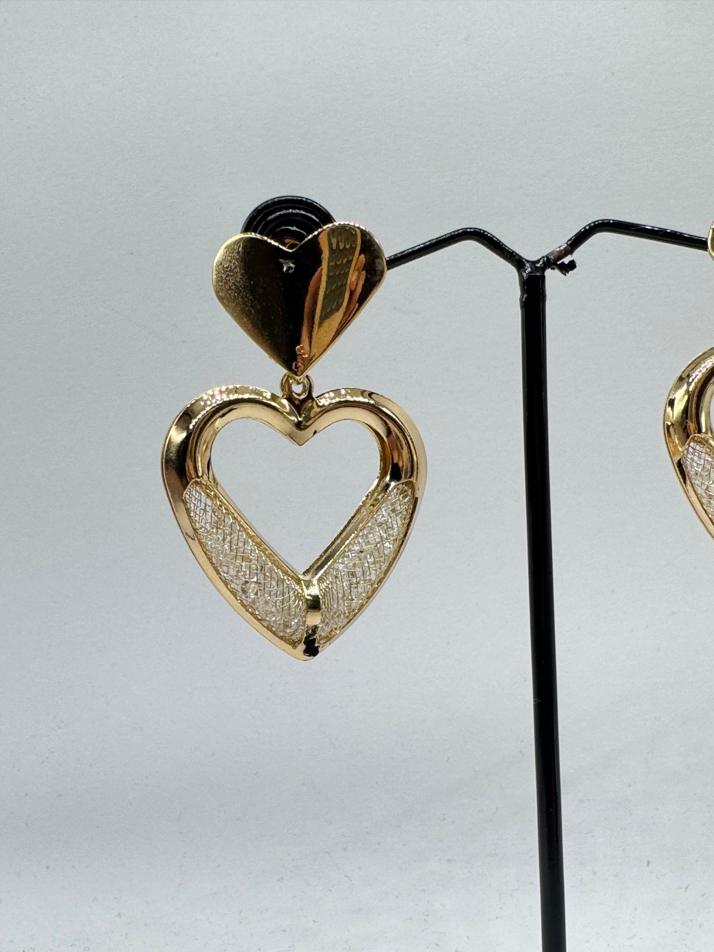 Golden Twin Heart Drop Earrings – Elegant Love Statement