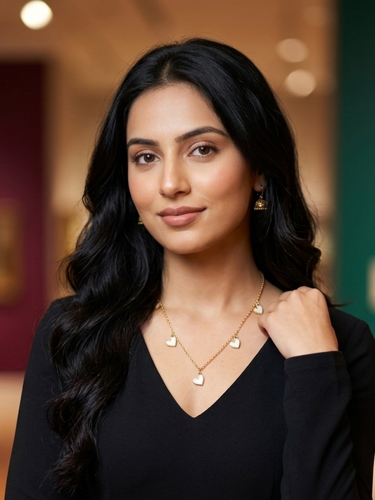 Gold Multi-Heart Charm Necklace – Elegant Romantic Statement