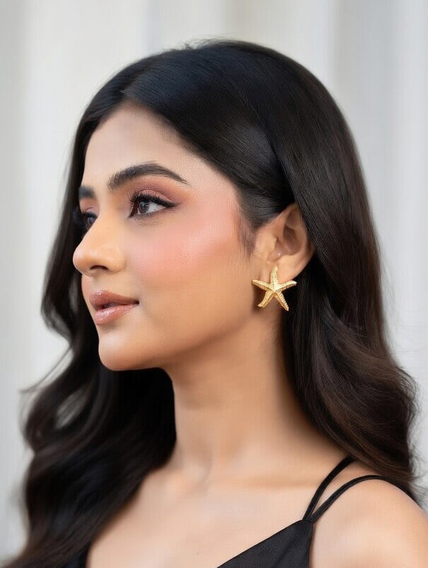 Celestial Star Gold Stud Earrings
