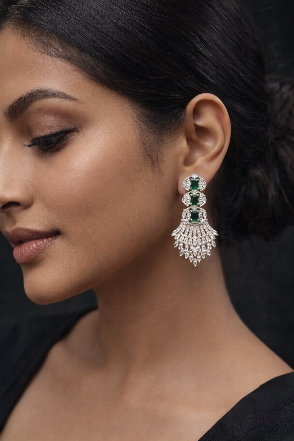 Emerald Cascade Chandelier Earrings