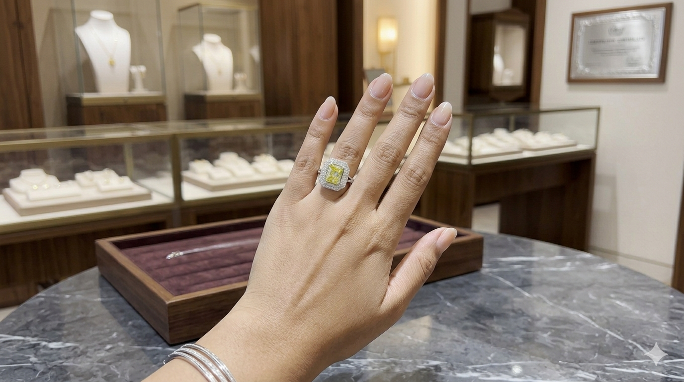 Yellow Radiance Cushion Statement Ring