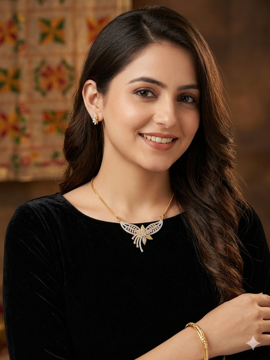 Gold Butterfly Statement mangalsutra – Elegant Sparkle Design
