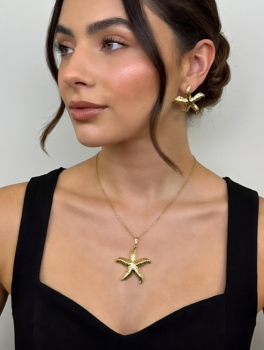 Golden Starfish Jewelry Set – Coastal Luxe Elegance