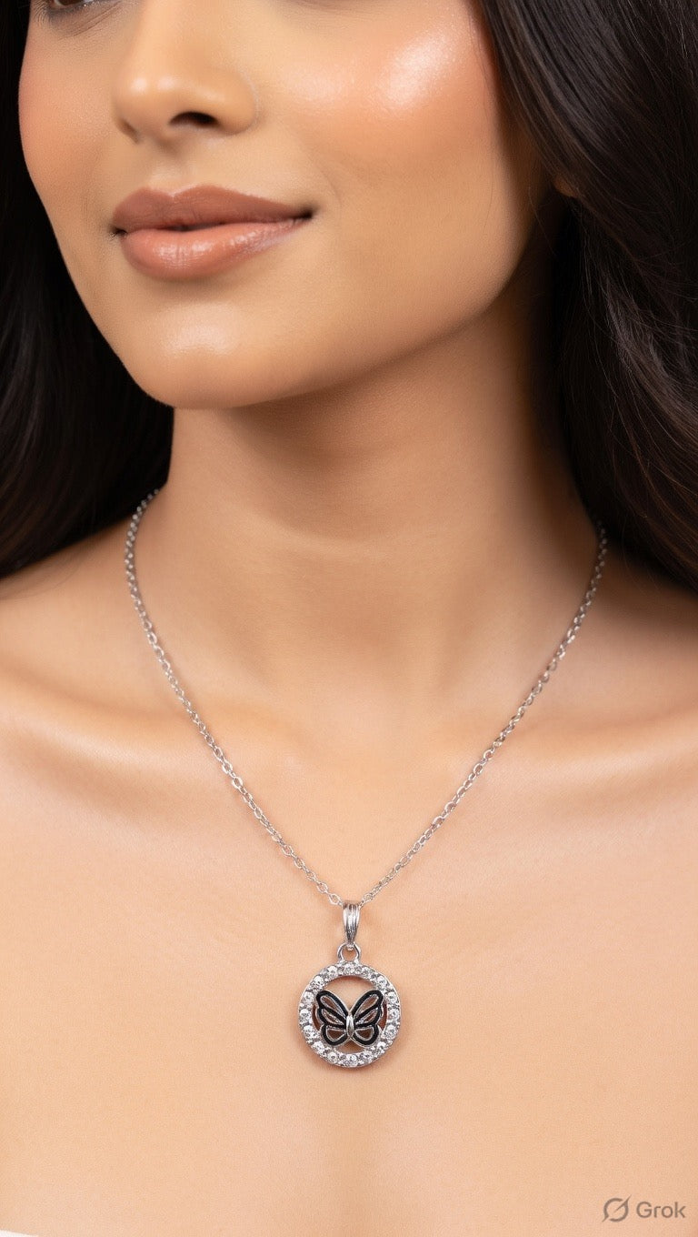 Butterfly Halo Pendant Necklace