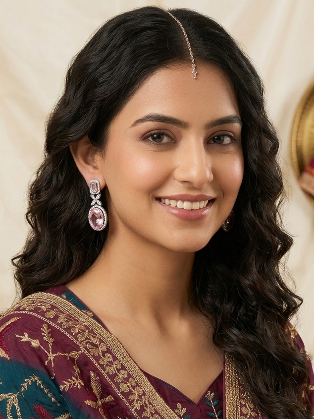 Blush Pink Oval Diamond Drop Earrings