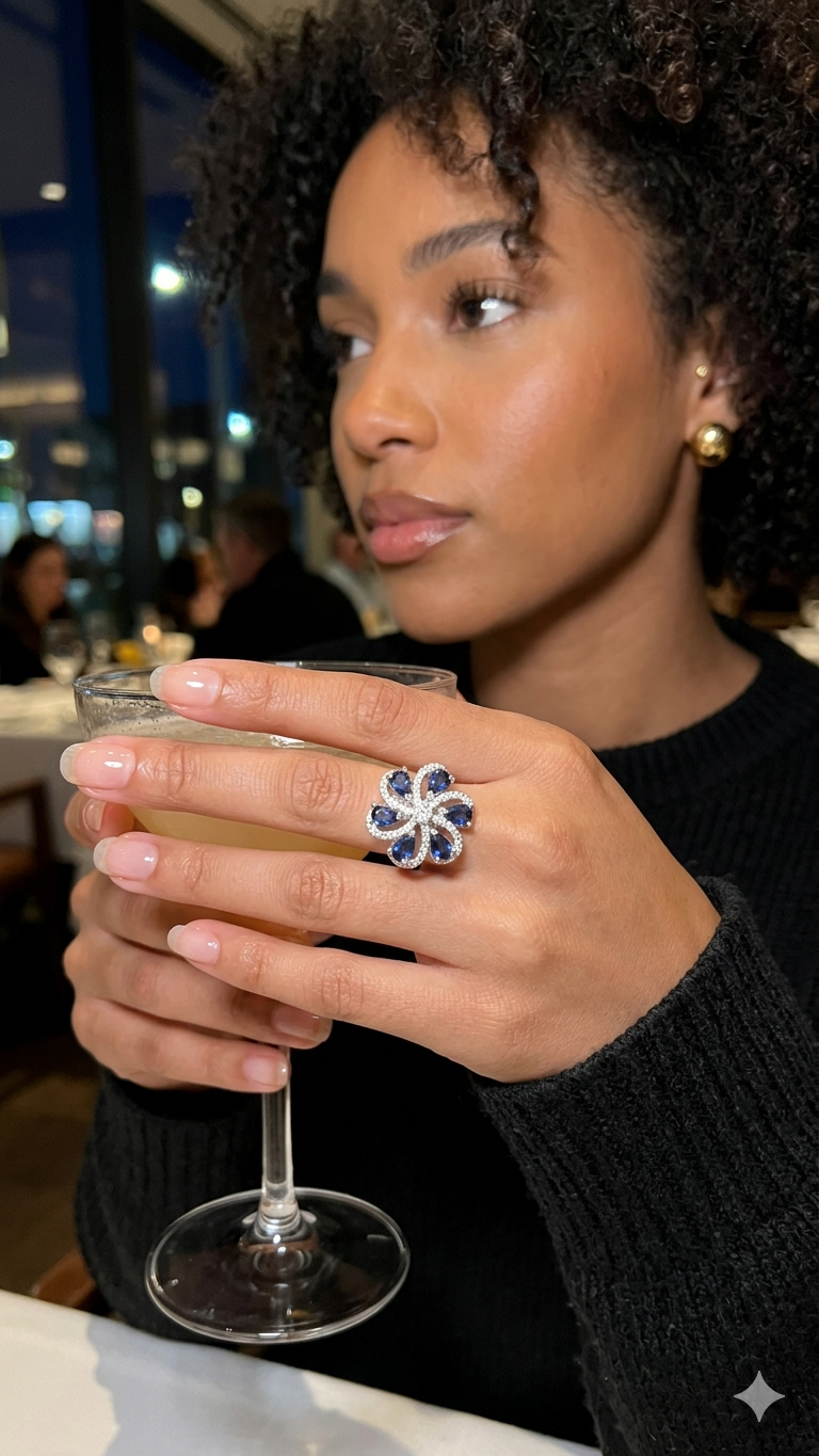 Royal Bloom Sapphire Statement Ring