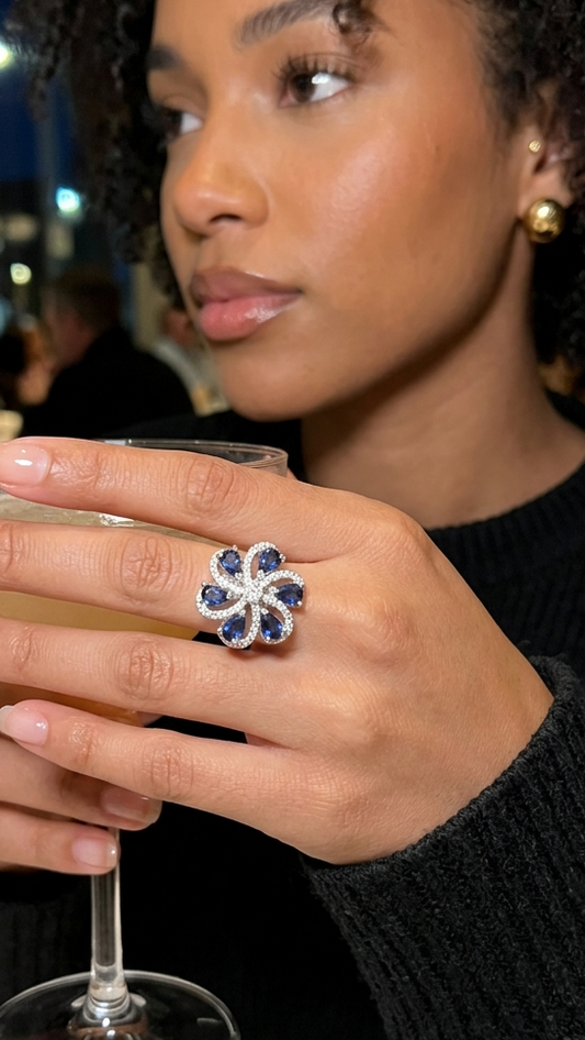 Royal Bloom Sapphire Statement Ring