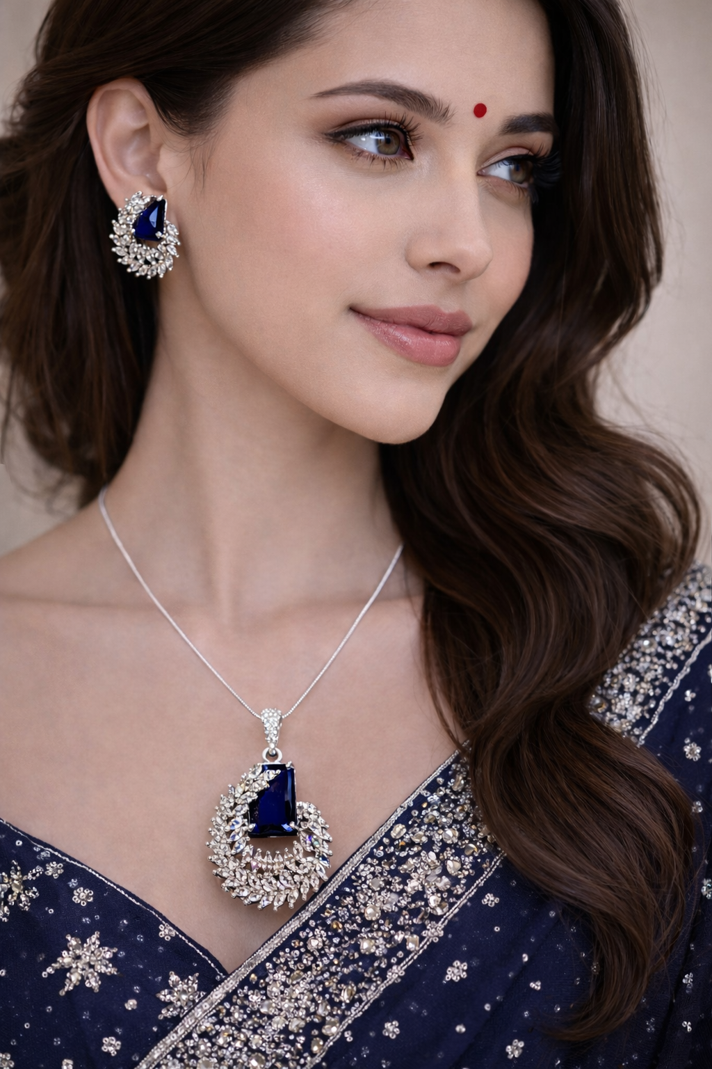 Sapphire Royale Pendant Necklace & Earrings Set