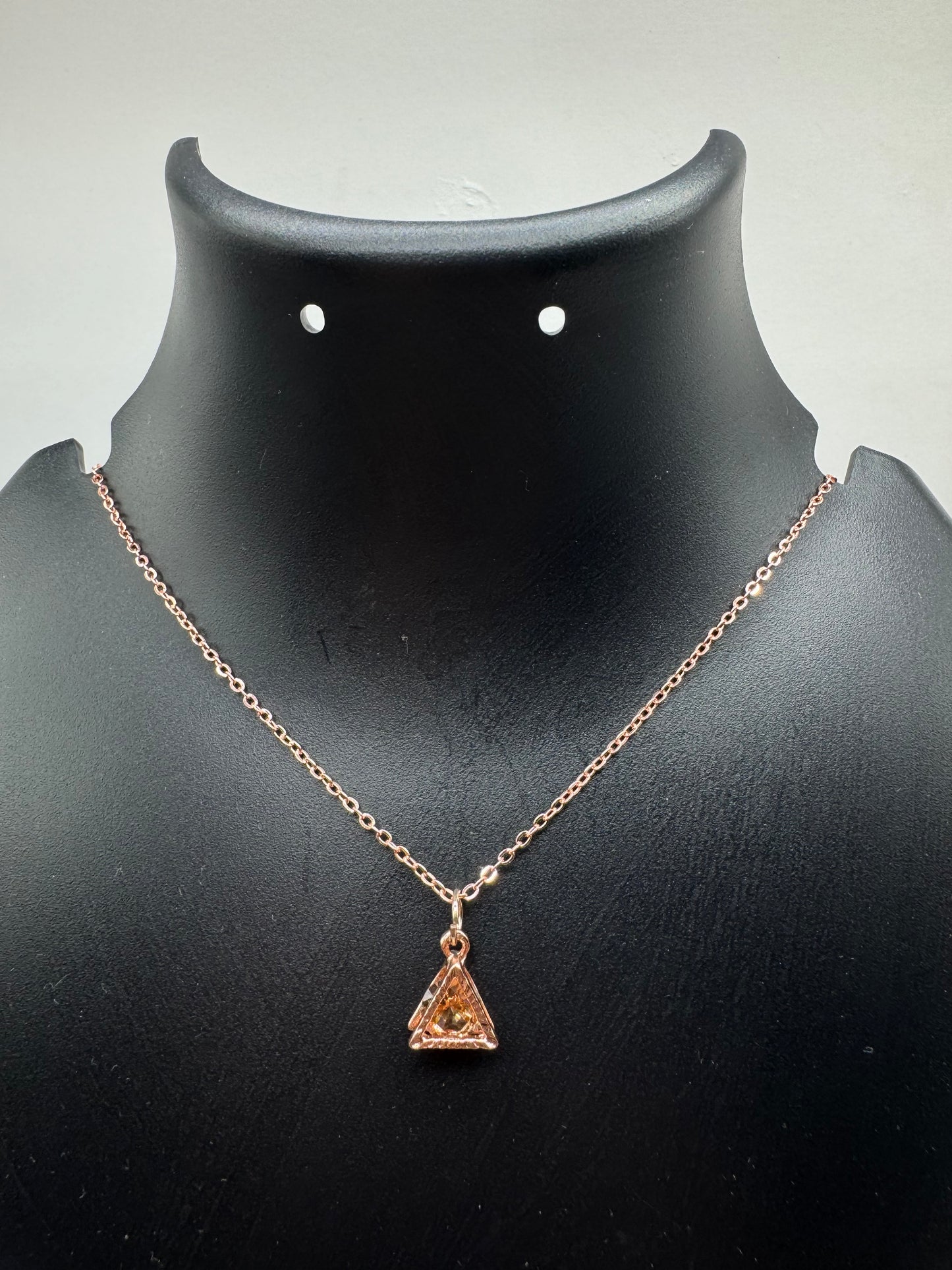 Golden Amber Triangle Pendant Necklace