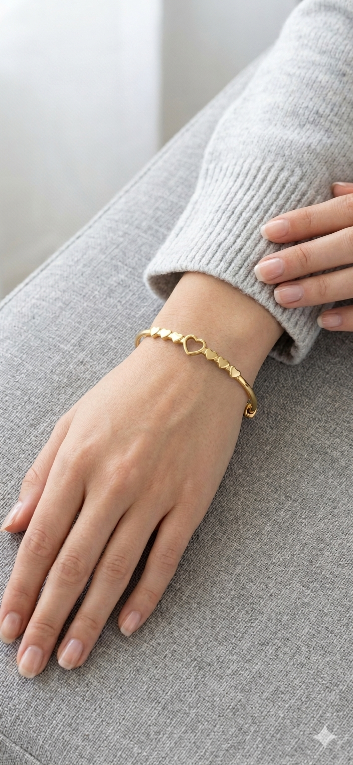 Gold Heart Charm Bracelet – Elegant Minimal Love Design