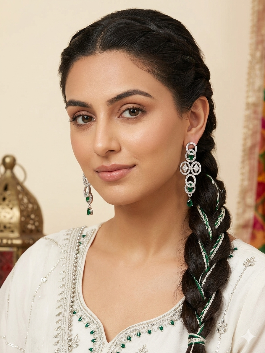 Emerald Elegance Diamond Drop Earrings