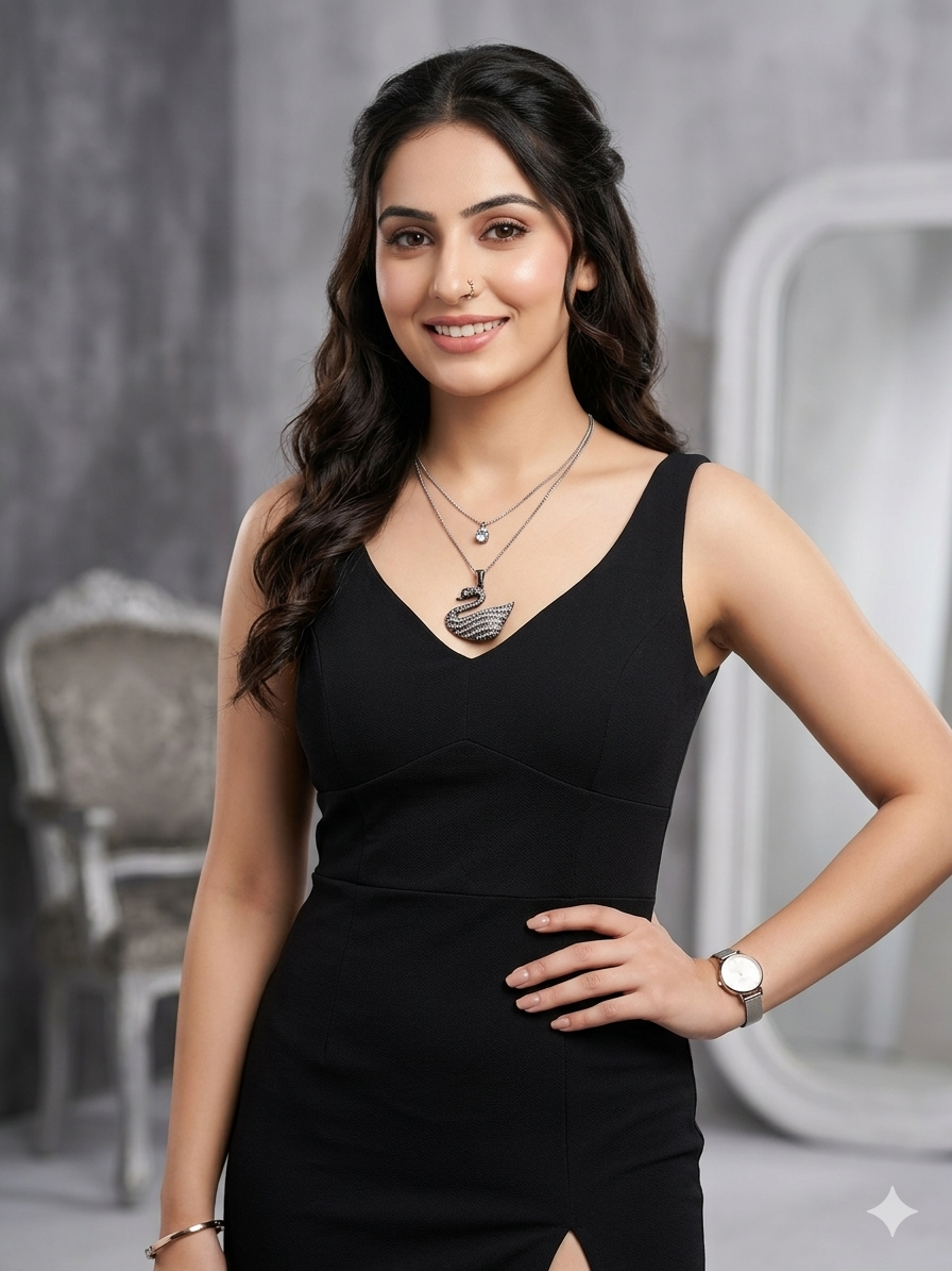 Silver Swan Layered Necklace – Elegant Statement Charm