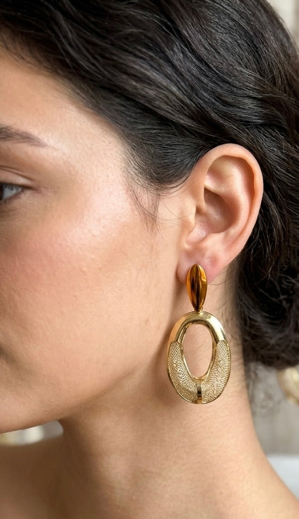Midnight Elegance Gold Drop Earrings