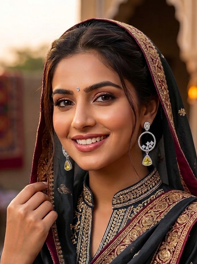 Golden Glow Circle Diamond Drop Earrings