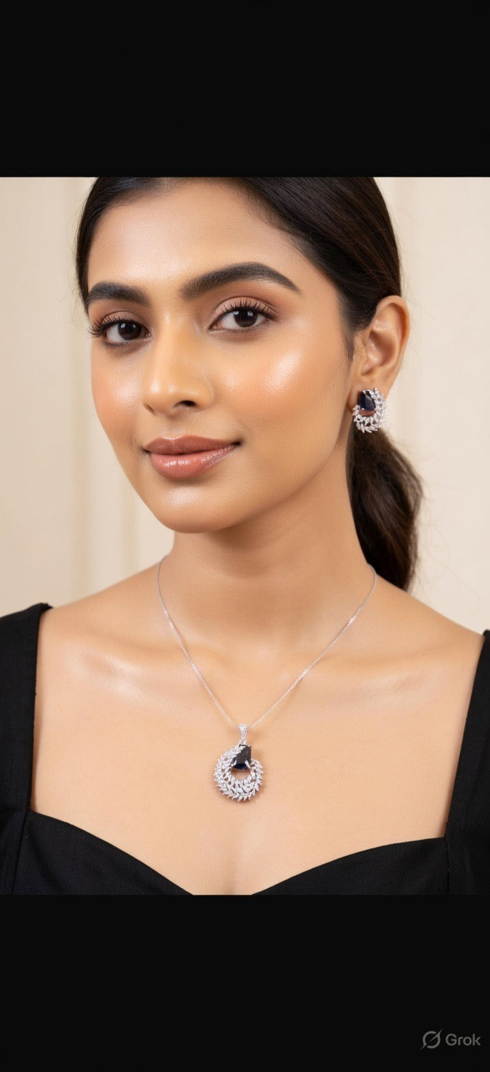 Sapphire Royale Pendant Necklace & Earrings Set